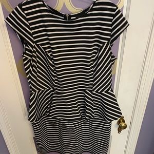 Black and white stripped peplum dress